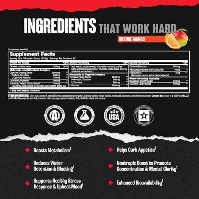 Animal Cuts Thermogenic Fat Burner Powder - Weight Loss for Women and Men for Metabolism, Energy, Focus, and Nootropic Brain Support with Ketones Appetite Suppressant - Orange Mango Flavor - Image 4