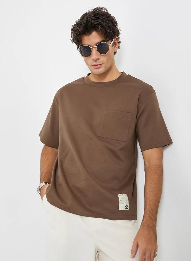 Men Oversized Compact Stretch Heavy Jersey T-Shirt with Badge