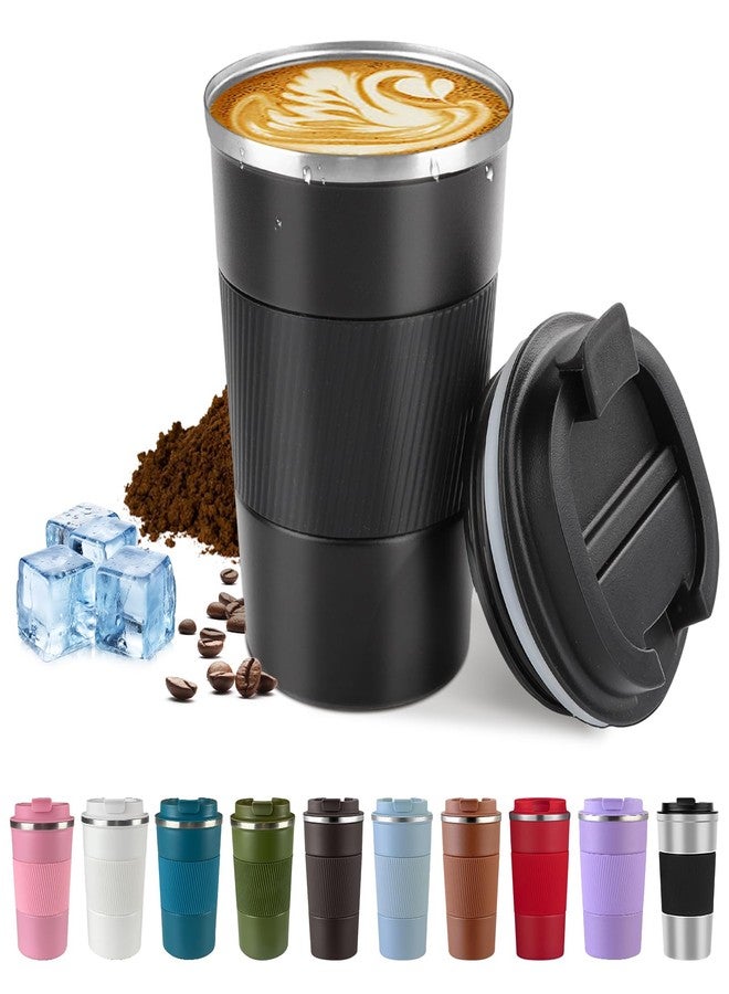 SPLMIFA Vacuum-Insulated Stainless Steel Travel Coffee Mug, Leak-Proof Reusable Coffee Cup with Lid - Keep Hot & Cold Drinks for Hours, Durable Insulated Tumbler for Men & Women(3rd-Black, 12OZ) - Image 1