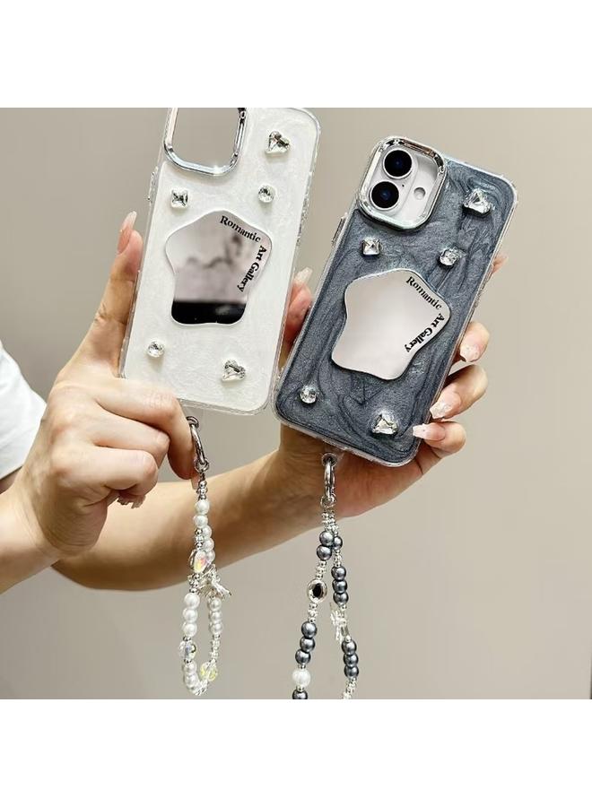 S-TOP Case For iPhone 14 Cream Mirror Bracelet Chain TPU Phone Case - Image 2