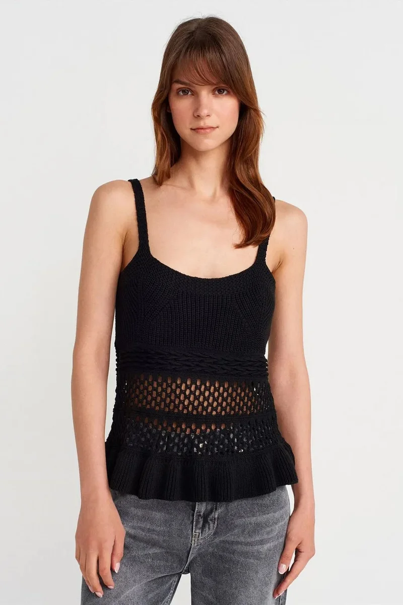 DILVIN Fitted Ribbed Knit Cami Blouse