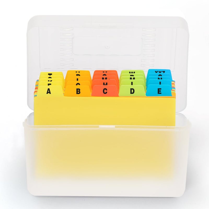 H4D Index Card Holder 3x5 Inches with 25 Plastic Dividers, Clear - Image 1