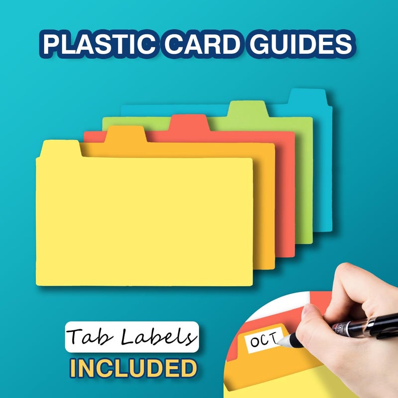 H4D Index Card Holder 3x5 Inches with 25 Plastic Dividers, Clear - Image 5