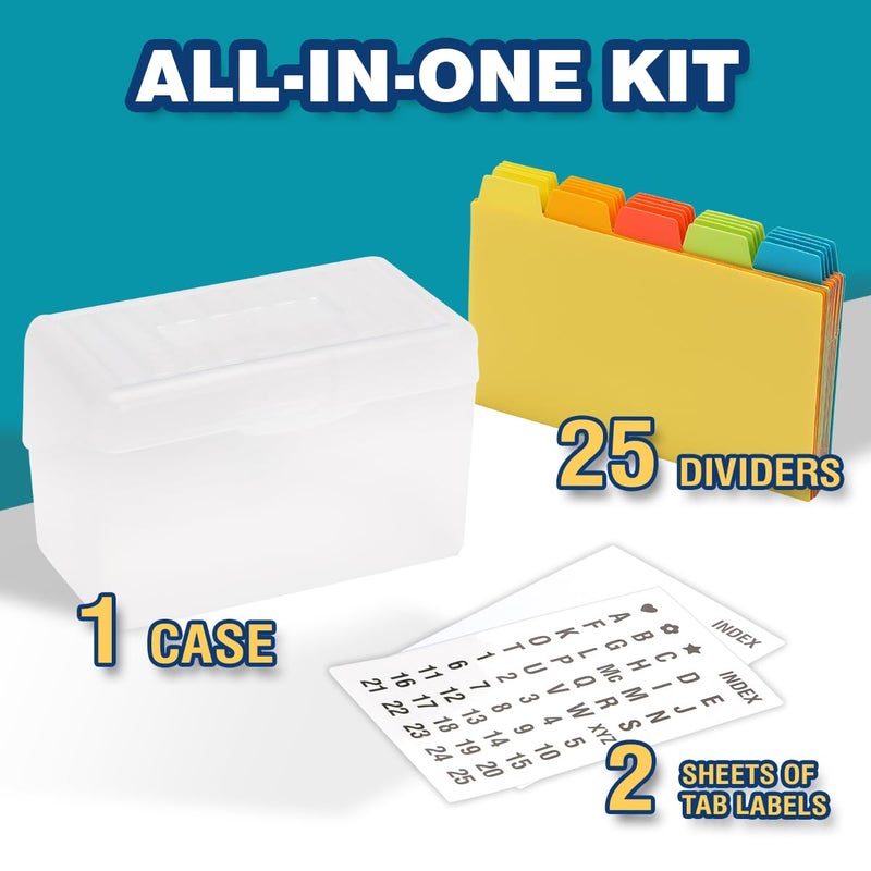 H4D Index Card Holder 3x5 Inches with 25 Plastic Dividers, Clear - Image 2