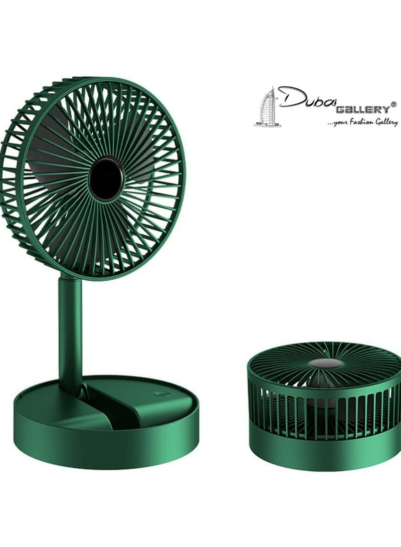 DubaiGallery مروحة مكتب قابلة لإعادة الشحن عبر USB، مروحة أرضية صغيرة قابلة للطي، رأس دوار، مروحة ثابتة محمولة هادئة للاستخدام المنزلي والمكتب وسطح الطاولة  - Image 1