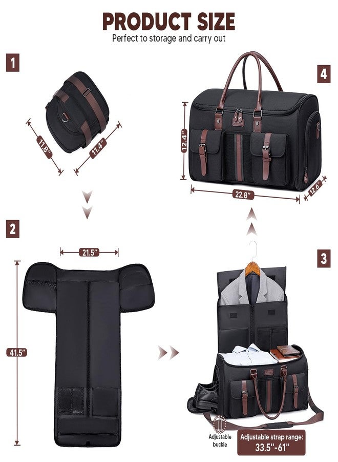 Vessgra Carry on Garment Bag for Travel, Convertible Garment Duffle Bags for Men Women - 2 in 1 Hanging Suitcase Suit Travel Bags with Shoe Compartment - Image 4