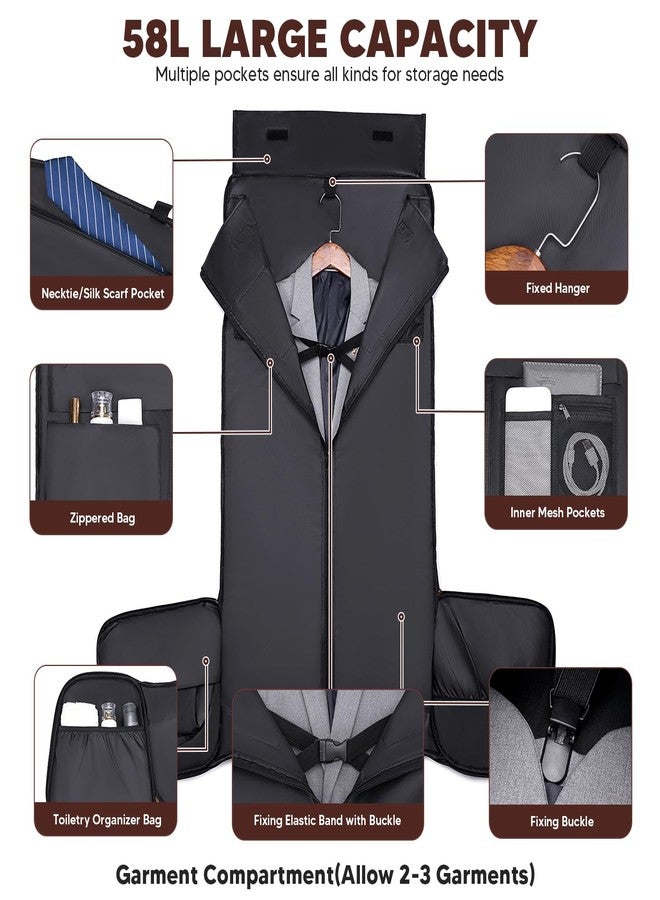 Vessgra Carry on Garment Bag for Travel, Convertible Garment Duffle Bags for Men Women - 2 in 1 Hanging Suitcase Suit Travel Bags with Shoe Compartment - Image 3