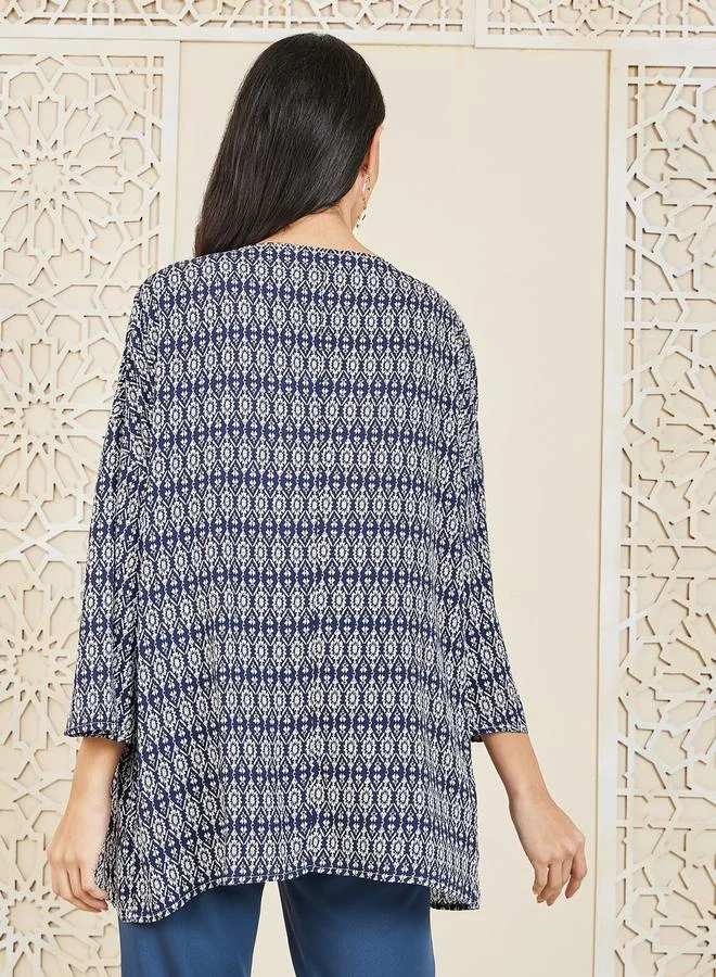 Styli Boho Printed Short Length Kimono