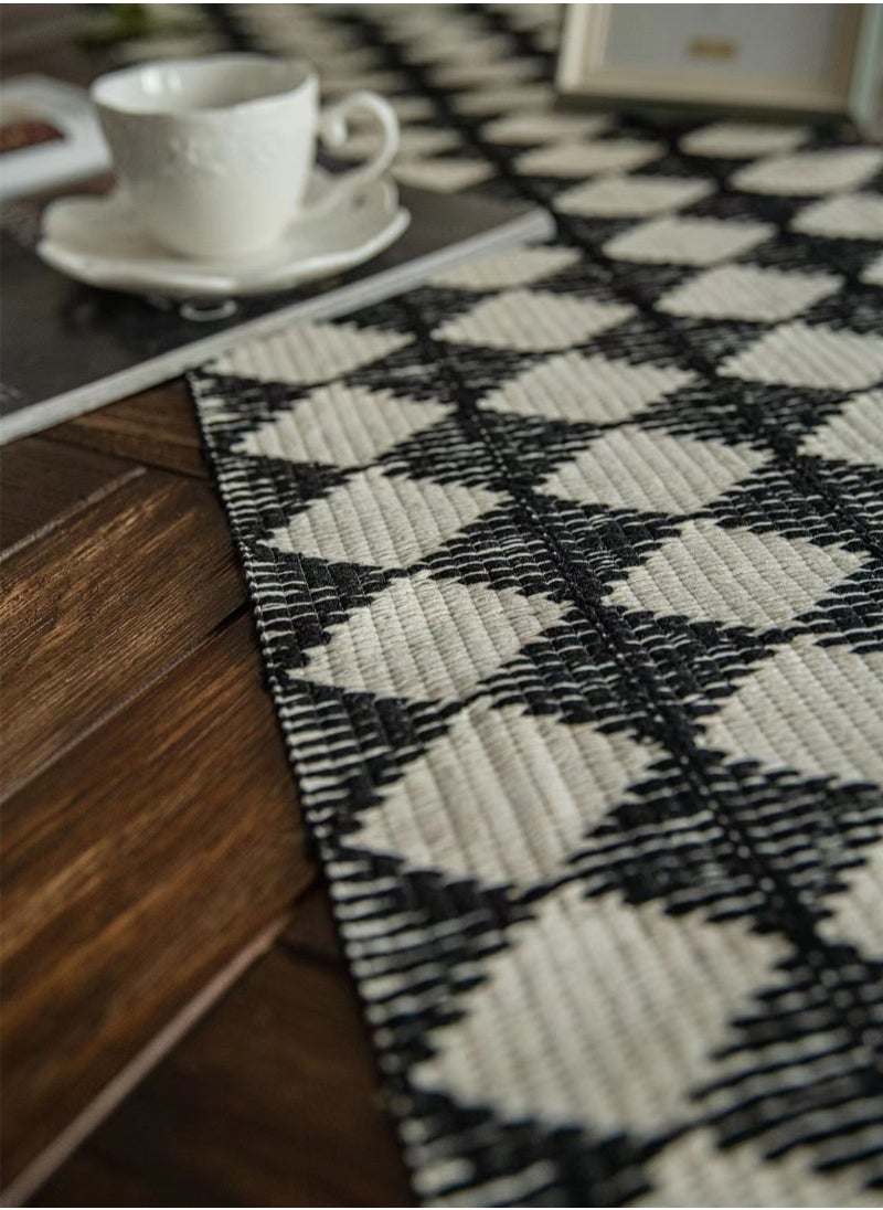 Kutis Checked Table Runner Home Decoration Tablecloth With Tassel Table Mat Suitable For Tea Table Long Table Decorative Cloth 35 x 180 Centimeter  - Image 3