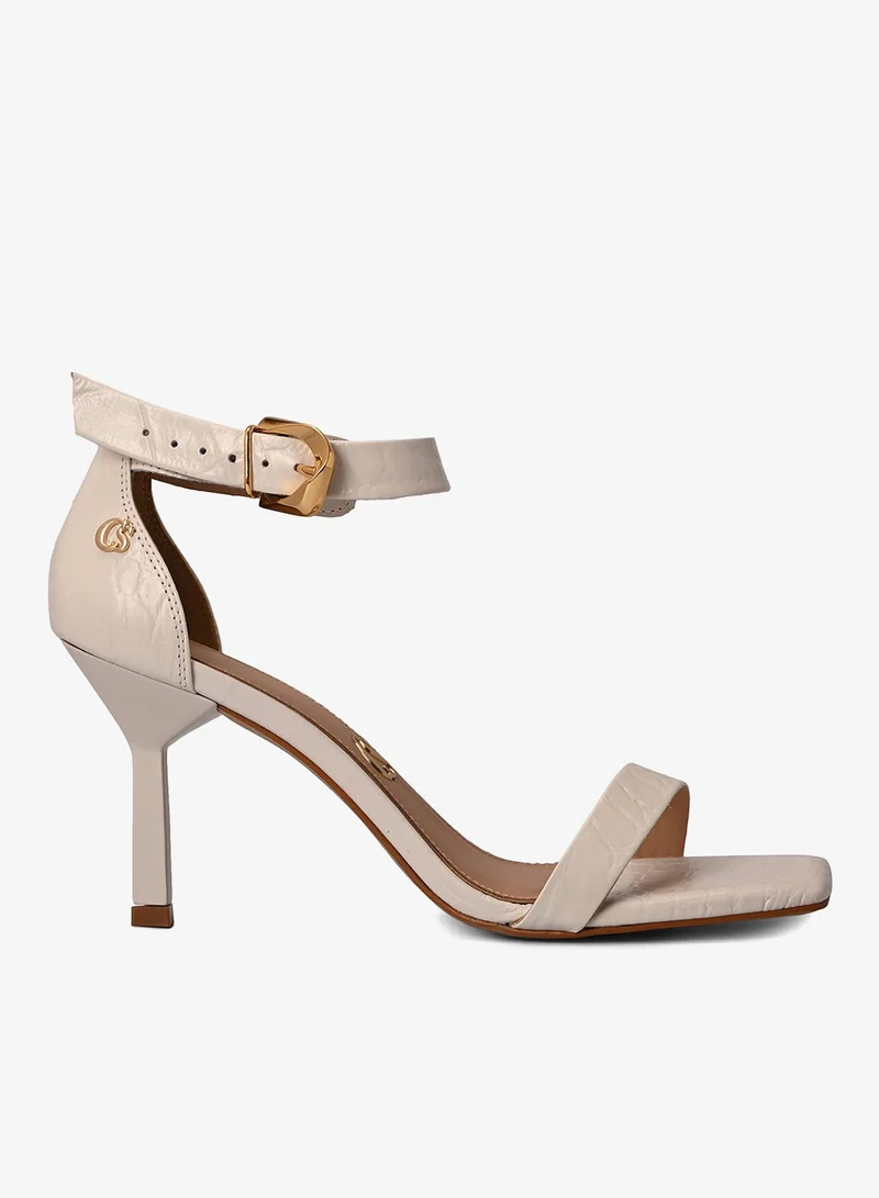 Carmen Steffens White Sandal with Geometric Heel
