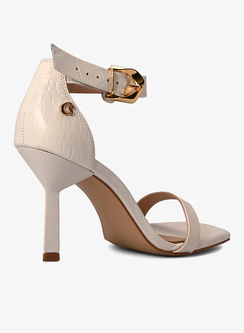 Carmen Steffens White Sandal with Geometric Heel
