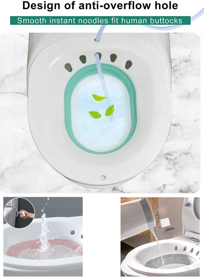 Toshionics - Reusable Toilet Seat Folding Collapsible Sitz Bathtub with Flusher Water Soaking Basin Suitable for Pregnant Woman Soaking Bath for Acne Relief Hemorrhoid Care Steam Seat Women Relieve Inflammation - Image 1