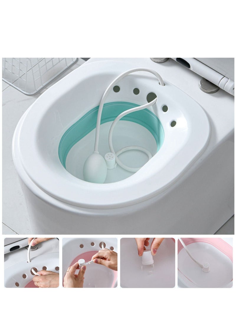 Toshionics - Reusable Toilet Seat Folding Collapsible Sitz Bathtub with Flusher Water Soaking Basin Suitable for Pregnant Woman Soaking Bath for Acne Relief Hemorrhoid Care Steam Seat Women Relieve Inflammation - Image 1