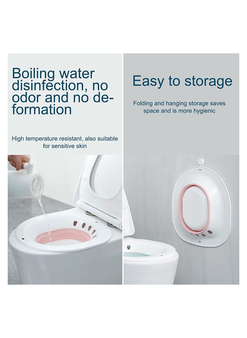 Toshionics - Reusable Toilet Seat Folding Collapsible Sitz Bathtub with Flusher Water Soaking Basin Suitable for Pregnant Woman Soaking Bath for Acne Relief Hemorrhoid Care Steam Seat Women Relieve Inflammation - Image 1