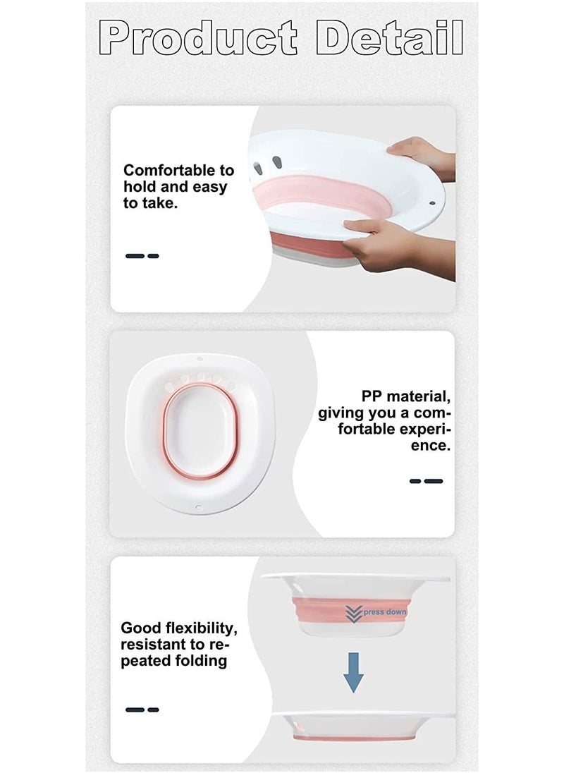 Toshionics - Reusable Toilet Seat Folding Collapsible Sitz Bathtub with Flusher Water Soaking Basin Suitable for Pregnant Woman Soaking Bath for Acne Relief Hemorrhoid Care Steam Seat Women Relieve Inflammation - Image 1