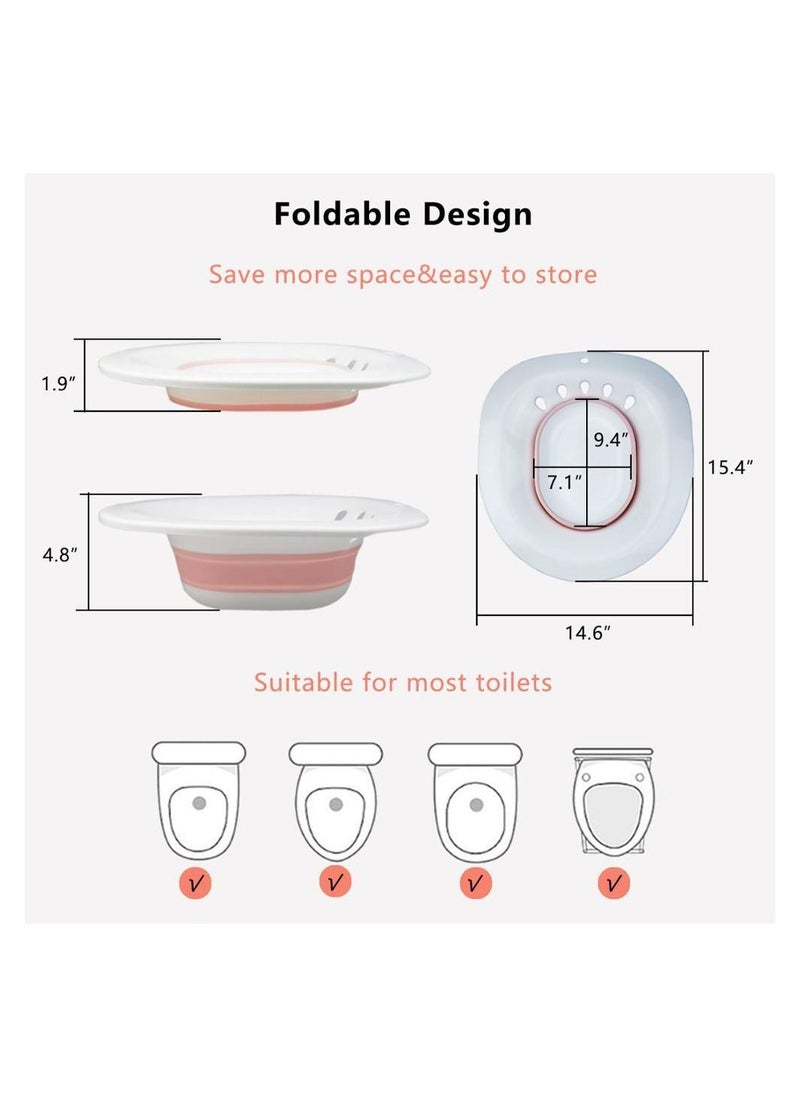 Toshionics - Reusable Toilet Seat Folding Collapsible Sitz Bathtub with Flusher Water Soaking Basin Suitable for Pregnant Woman Soaking Bath for Acne Relief Hemorrhoid Care Steam Seat Women Relieve Inflammation - Image 1