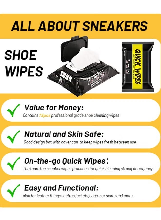 Arabest 2 Pack 60 Pcs Shoe Sneaker Wipes Cleaner Quick Wipes Disposable Travel Portable Removes Dirt, Stains, Natural, Large, Natural, Large  - Image 2