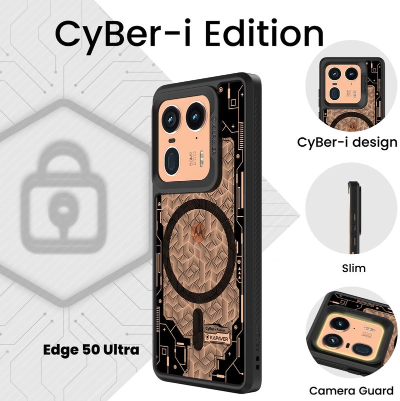 KAPAVER MAG-X Back Cover Case for Motorola Edge 50 Ultra (Cyber-i Edition 01-Black)(Polycarbonate + TPU) - Image 3