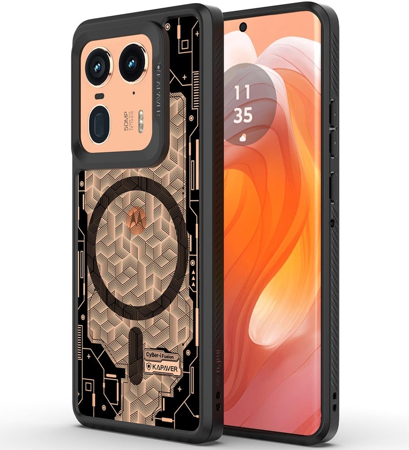 KAPAVER MAG-X Back Cover Case for Motorola Edge 50 Ultra (Cyber-i Edition 01-Black)(Polycarbonate + TPU) - Image 1