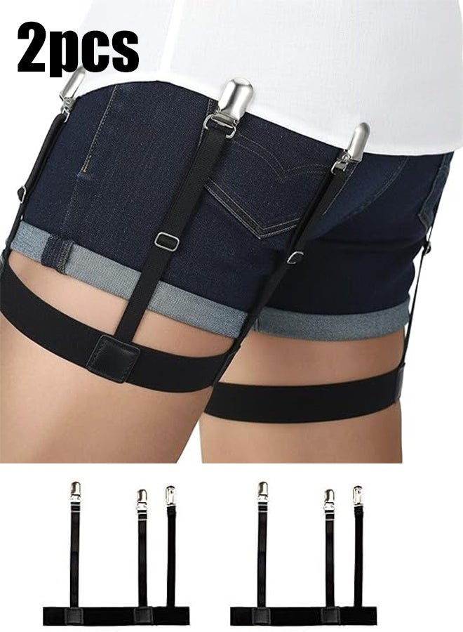 KANGLI 2 PCS  Shirt Holder Strap with Non-Slip Locking Clip, Adjustable Shirt Stays, Black - Image 1