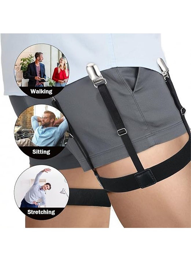 KANGLI 2 PCS  Shirt Holder Strap with Non-Slip Locking Clip, Adjustable Shirt Stays, Black - Image 2