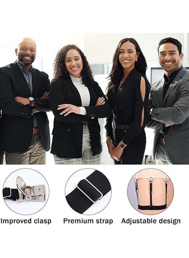 KANGLI 2 PCS  Shirt Holder Strap with Non-Slip Locking Clip, Adjustable Shirt Stays, Black - Image 4