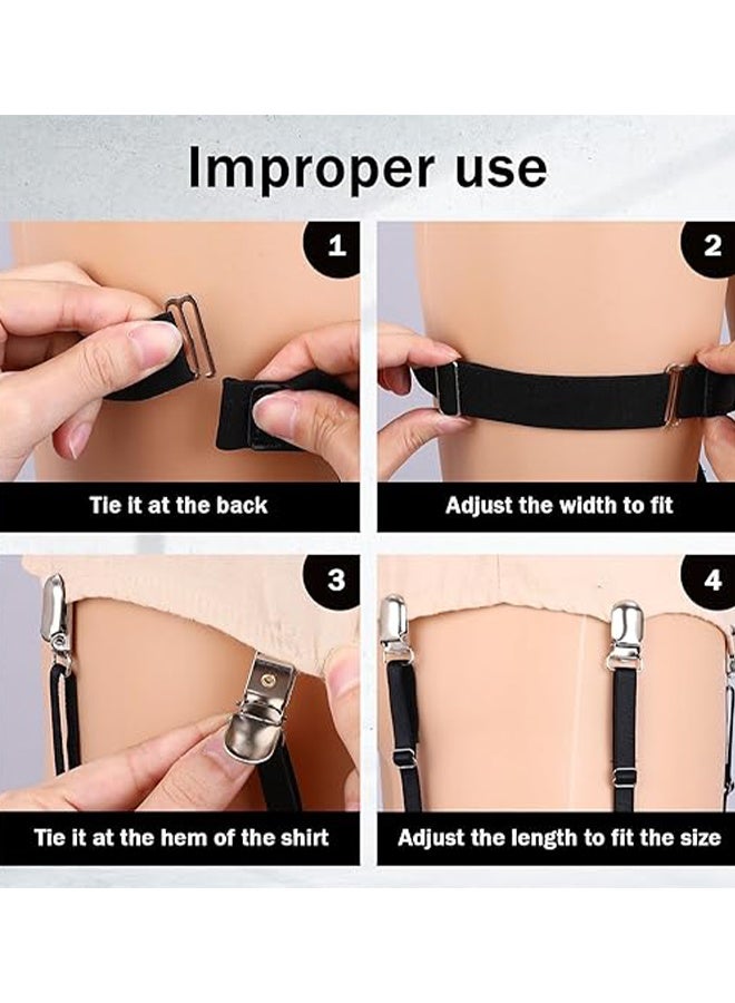 KANGLI 2 PCS  Shirt Holder Strap with Non-Slip Locking Clip, Adjustable Shirt Stays, Black - Image 5
