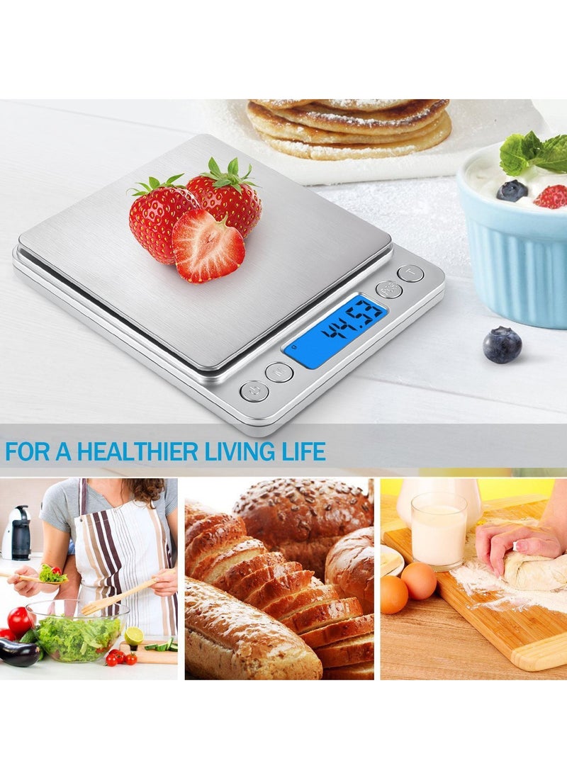 MJZ Digital Kitchen Scale with 2 Trays, 500g/ 0.01g Mini Pocket Jewelry Scale, Cooking Food Scale, Back-Lit LCD Display Grams And Ounces For Weight Loss, Dieting, Baking, Cooking, Meal Prep, Coffee, Jewelry - Image 4