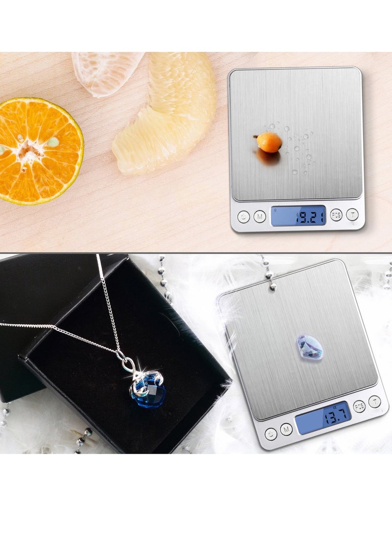 MJZ Digital Kitchen Scale with 2 Trays, 500g/ 0.01g Mini Pocket Jewelry Scale, Cooking Food Scale, Back-Lit LCD Display Grams And Ounces For Weight Loss, Dieting, Baking, Cooking, Meal Prep, Coffee, Jewelry - Image 5