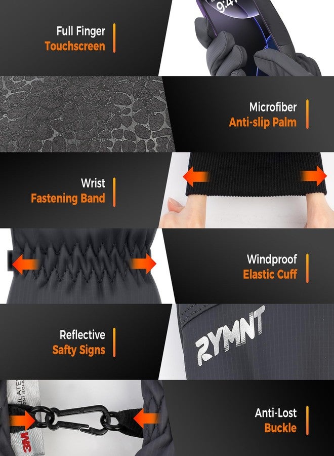 RYMNT قفازات RYMNT الشتوية المقاومة للماء للرجال والنساء، قفازات تزلج حرارية مقاومة للرياح بتقنية 3M Thinsulate مع شاشة لمس، قفازات مانعة للانزلاق ودافئة للثلج مناسبة لركوب الدراجات والقيادة والمشي لمسافات طويلة وركوب الدراجات والجري والرياضات الخارجية - Image 5