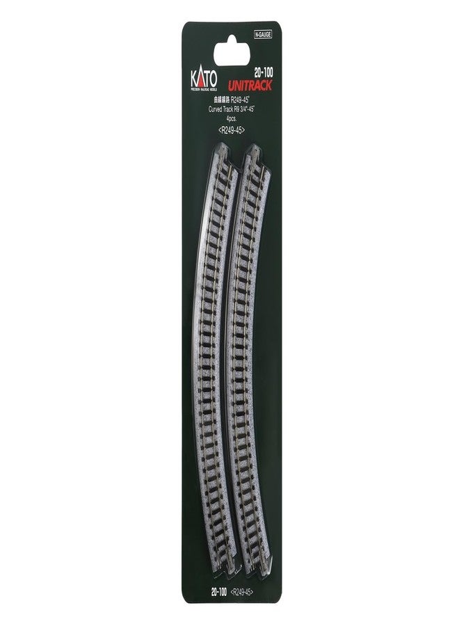 Kato USA Model Train Products Unitrack, 249mm (9 3/4") Radius 45-Degree Curve Track (4-Piece) - Image 5