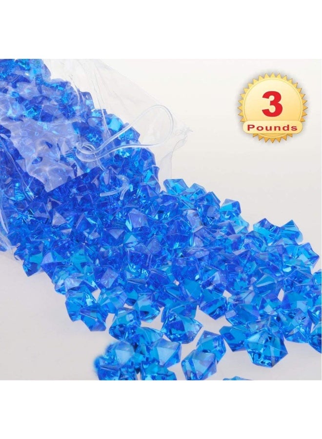 PMLAND Acrylic Ice Rocks Crystals Gems ~550 Pcs 3 lbs Bulk Bag for Vase Filler Table Scatter Party Wedding Arts Crafts Decoration Display Idea -Royal Blue - Image 1