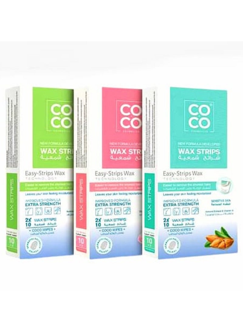 كوكو شرائح شمعيه كوكو واكس 3 قطع لإزالة الشعر بخلاصة الفيتامينات