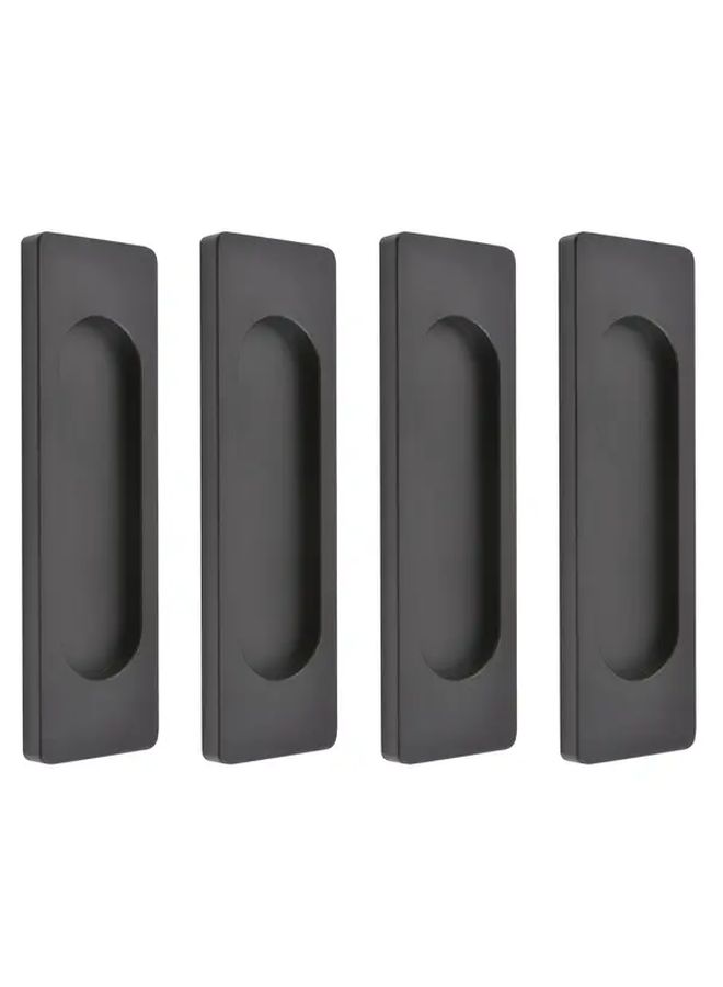 4 PCS Matte Black Aluminum Alloy Flush Pull Handles Self Stick No Drill Design - Image 1