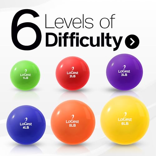 Logest Weighted Toning Exercise Balls Pair Round Shape Medicine Ball 1LB 2LB 3LB 4LB 5LB 6LB Available Toning Muscle for Men Women ColorCoded Difficulty Levels 1LB Pair - Image 3