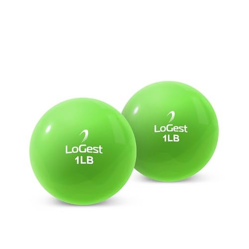 Logest Weighted Toning Exercise Balls Pair Round Shape Medicine Ball 1LB 2LB 3LB 4LB 5LB 6LB Available Toning Muscle for Men Women ColorCoded Difficulty Levels 1LB Pair - Image 1