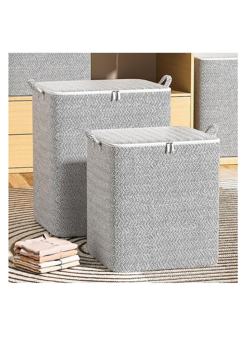 Generic Fabric Storage Boxes, 2 Pcs Foldable Nonwoven Storage Bags with Zipper and Handles for Clothing Blanket Bedding, Large Capacity Washable Clothes Storage Bins for Closet Wardrobe (Grey, 150L)  - Image 1