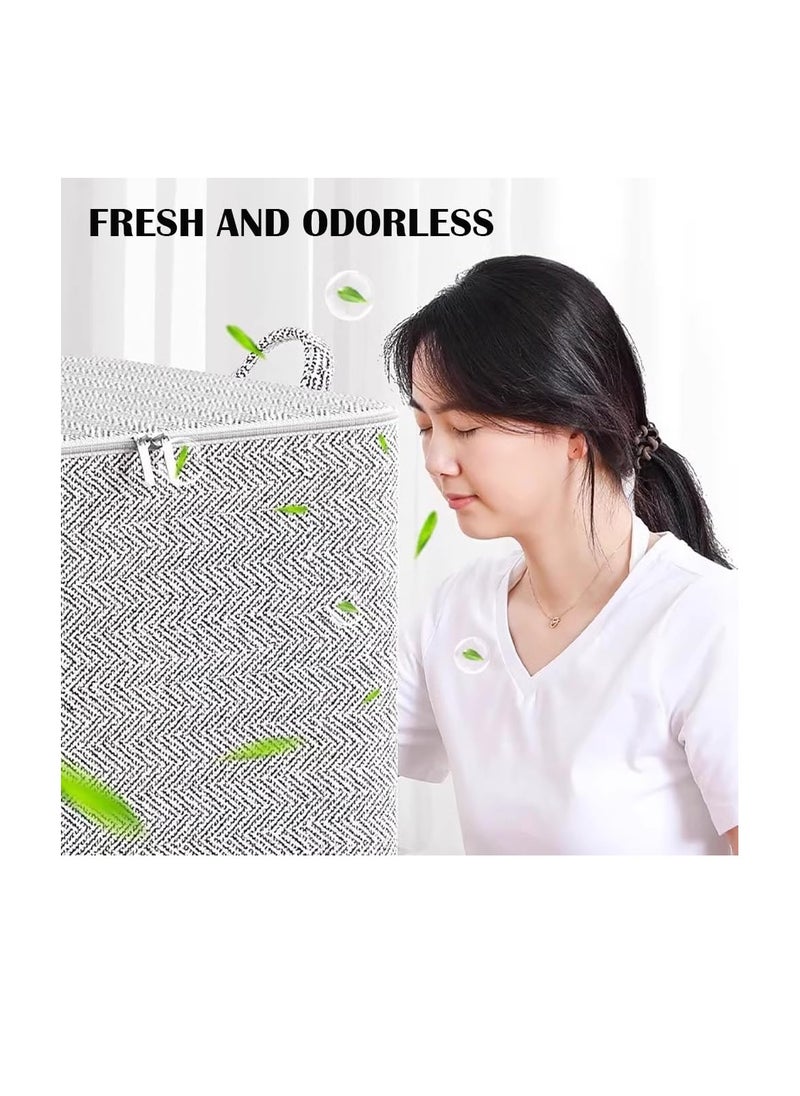 Generic Fabric Storage Boxes, 2 Pcs Foldable Nonwoven Storage Bags with Zipper and Handles for Clothing Blanket Bedding, Large Capacity Washable Clothes Storage Bins for Closet Wardrobe (Grey, 150L)  - Image 5