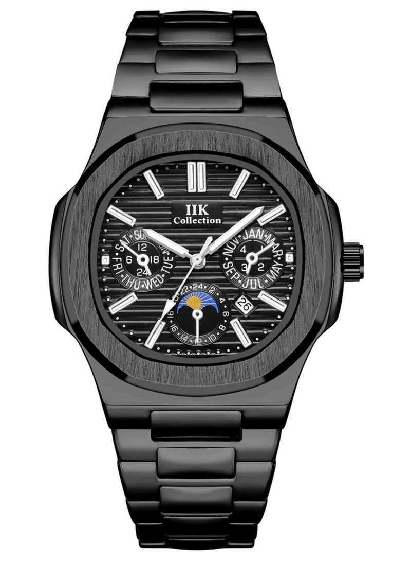 IIK Collection Men's Wrist Watch Black Band with Black Dial