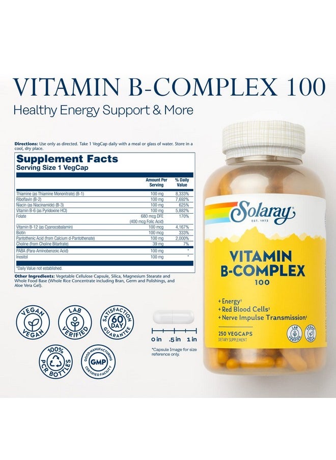 Solaray - Solaray B-Complex 100 - 250 - Capsule [Health and Beauty] - Image 1