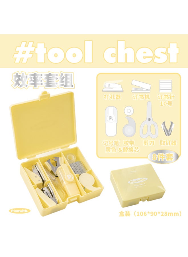 Planwith Tool Box Efficiency Set Upgraded 8-piece Punch Stapler Scissors Storage Tool Box - Image 1