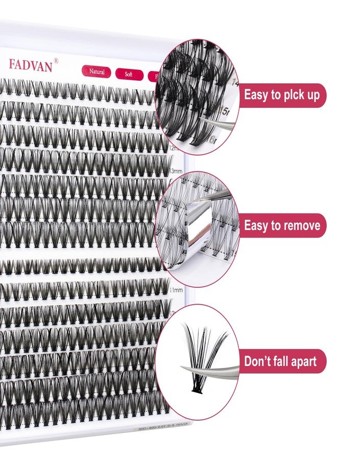 FADVAN Lash Clusters Individual Lashes 280Pcs DIY Eyelash Extension 30D+40D D Curl Mixed 9-16mm Natural Wispy Reusable Eyelash Extensions at Home by FADVAN(30D+40D-0.07D, 9-16mm) - Image 2
