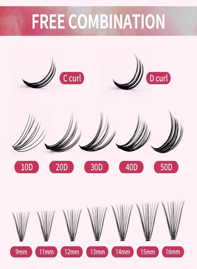 FADVAN Lash Clusters Individual Lashes 280Pcs DIY Eyelash Extension 30D+40D D Curl Mixed 9-16mm Natural Wispy Reusable Eyelash Extensions at Home by FADVAN(30D+40D-0.07D, 9-16mm) - Image 4