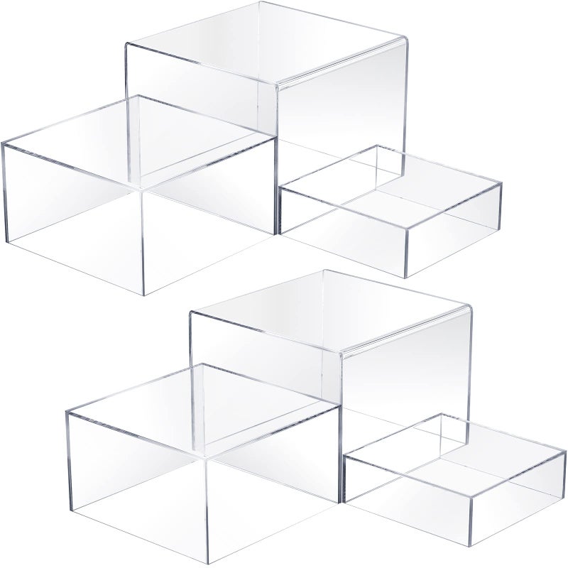 Tuanse 6 Pcs Buffet Risers Food Risers for Buffet Table Display Stand for Catering Dessert Collectibles Jewelry Figures Show 5 Sided Acrylic Cube Display Organizer Acrylic Cube BoxesWhite