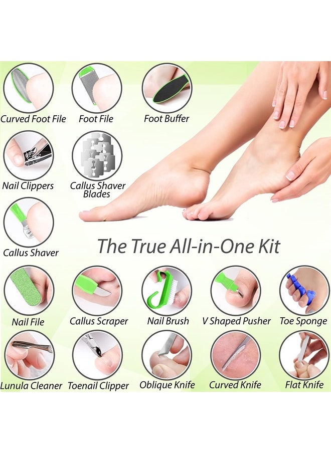 EntreFeet - Dr. Entre's 32-Piece Pedicure Kit: 32 Professional Pedicure Tools Supplies Set, Callus Remover with Foot File, Nail File Buffer, Feet Scrubber Dead Skin Remover, Foot Care Kit, Scraper Shaver - Image 1