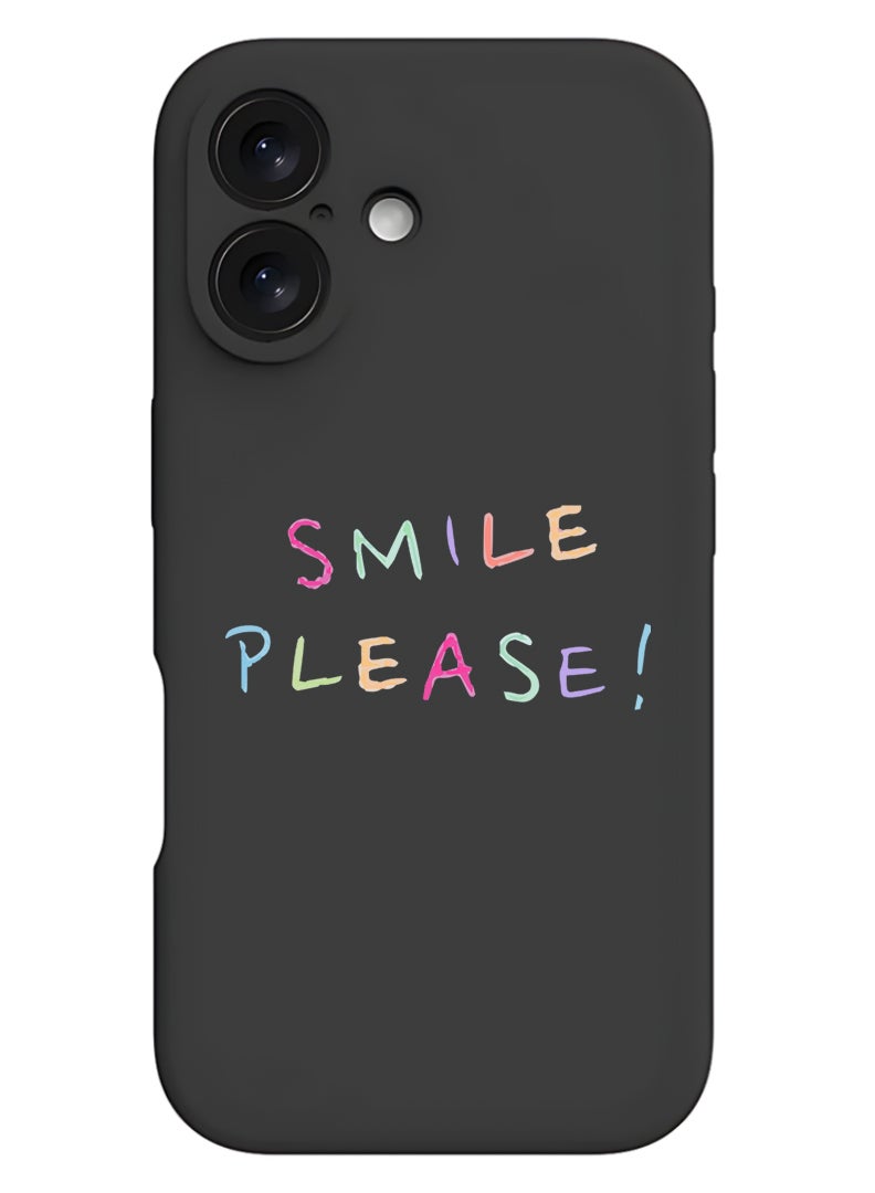 Theodor Protective Slim Fit Case Liquid Silicone Cover with Full Body Protection Anti-Scratch Shockproof Case For Apple iPhone 17 (Black) Smile please - Image 1