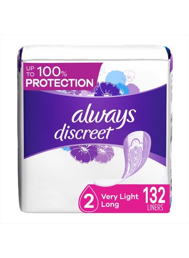 Always Discreet Adult Incontinence & Postpartum Liners For Women, Size 2, Very Light Absorbency, Long Length, 44 Count x 3 Packs (132 Count total) (Packaging May Vary) - Image 1