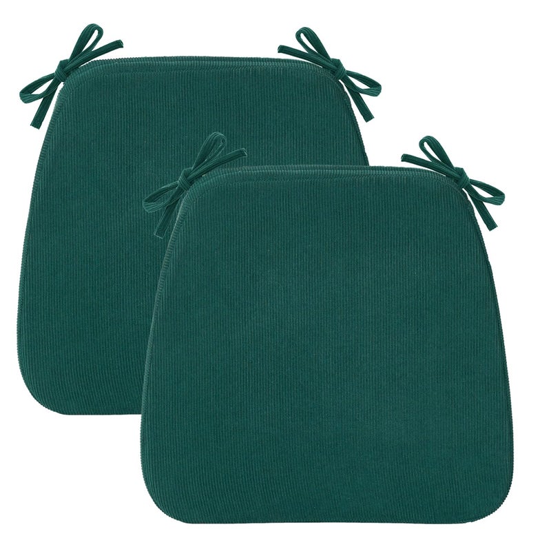 Nobildonna Chair Cushions for Dining & Kitchen Chairs 2'' Thick High-Density Foam with Gel-Infused Non-Slip Removable Washable Cover Ties Comfortable & Breathable Seat Pads (Dark Green, 2 Count (Pack of 1)) - Image 1