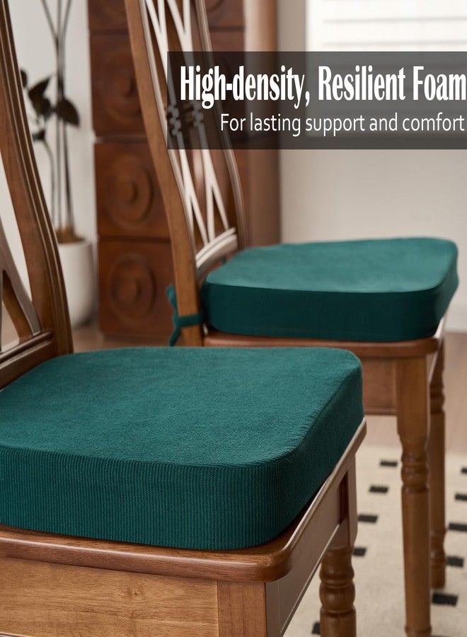 Nobildonna Chair Cushions for Dining & Kitchen Chairs 2'' Thick High-Density Foam with Gel-Infused Non-Slip Removable Washable Cover Ties Comfortable & Breathable Seat Pads (Dark Green, 2 Count (Pack of 1)) - Image 4