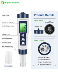 Digital PH Meter, 5 in 1 TDS Meter Water Quality Tester with Back light, PH/TDS/EC/Salinity/Temp Meter with ATC, 0.01 Resolution High Accuracy Pen Type Tester, for Drinking Water, Aquarium, Spas - pzsku/Z03DA45BEE6E2D0458642Z/45/_/1740480991/bc1027e5-ff36-450e-b976-2de5176d8bd8